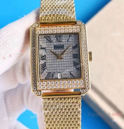 Swiss Piaget Protocole Iced Out Yellow Gold Roman Watches 9015 Movement